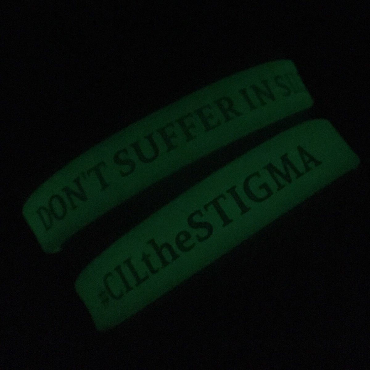 hatsafrats's tweet photo. not only are they for a good cause, they also GLOW IN THE DARK... you’re going to want one of these #CILtheSTIGMA https://t.co/vuxZ7gb4qs