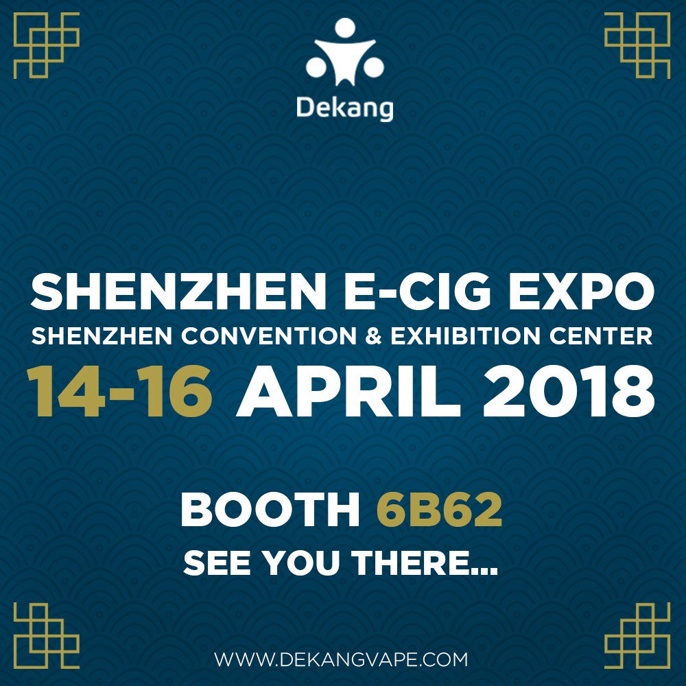 We will be at the Shenzhen E-Cig Expo between the 14th-16th of April, come stop by and say hi! we'll be at booth 6B62 #vape #dekang #ecigexpo #shenzhen #china