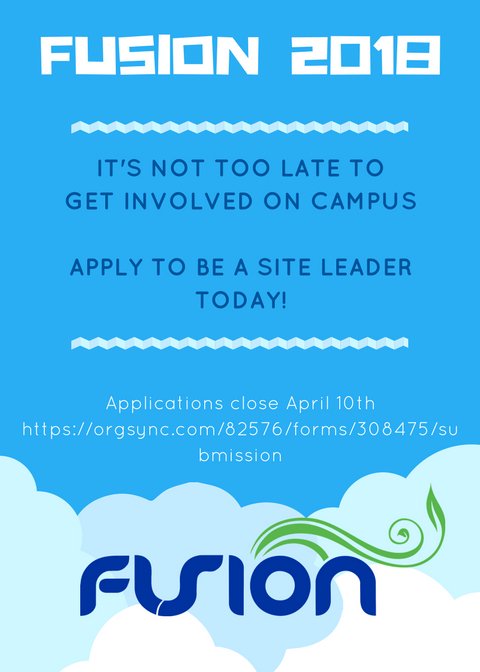 Site Leader Applications have been extended to April 10th! Apply now! orgsync.com/82576/forms/30…