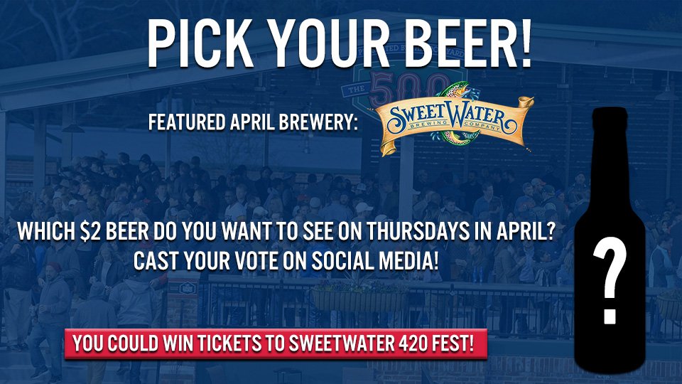 GreenvilleDrive's tweet photo. @sweetwaterbrew One lucky fan who purchases the winning beer on Opening Day at #FluorField will receive tickets to Sweet Water 420 Fest later in April! 

Details: https://t.co/ZvlHON5K9D https://t.co/9ZFhdwjmPm