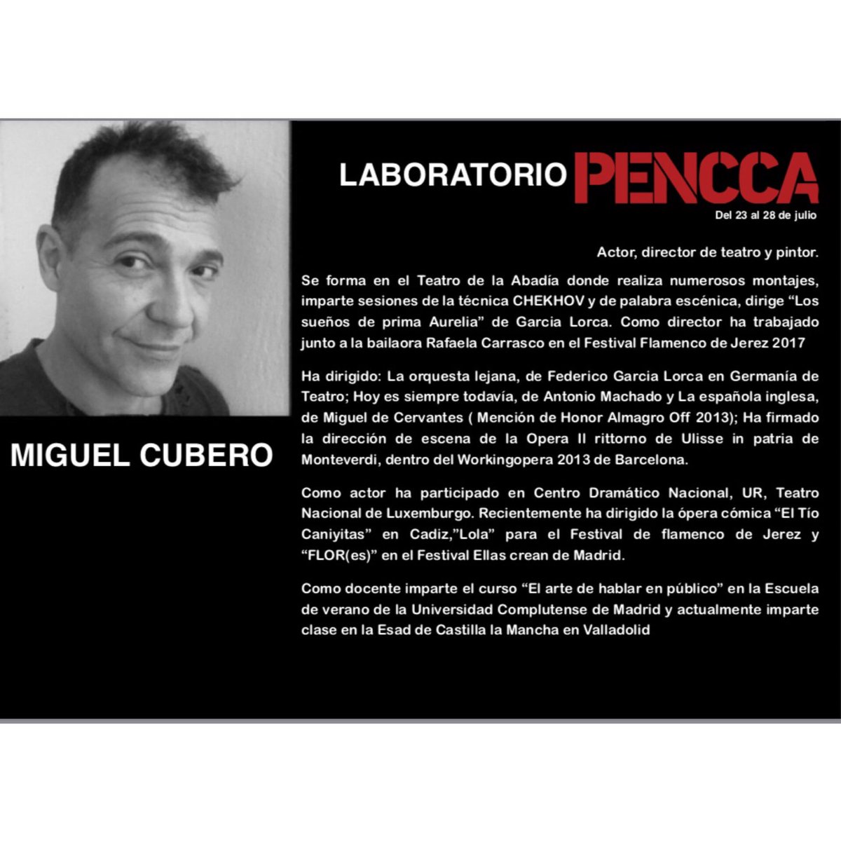 Estos son Marta Pazos y Miguel Cubero, Los encargados de que el #PENCCAlab2018 sea el momentazo de este verano. Mañana abrimos plazo de matrícula. Estad atentos y sed rápidos que sabemos de buena tinta que este año las plazas van a volar!