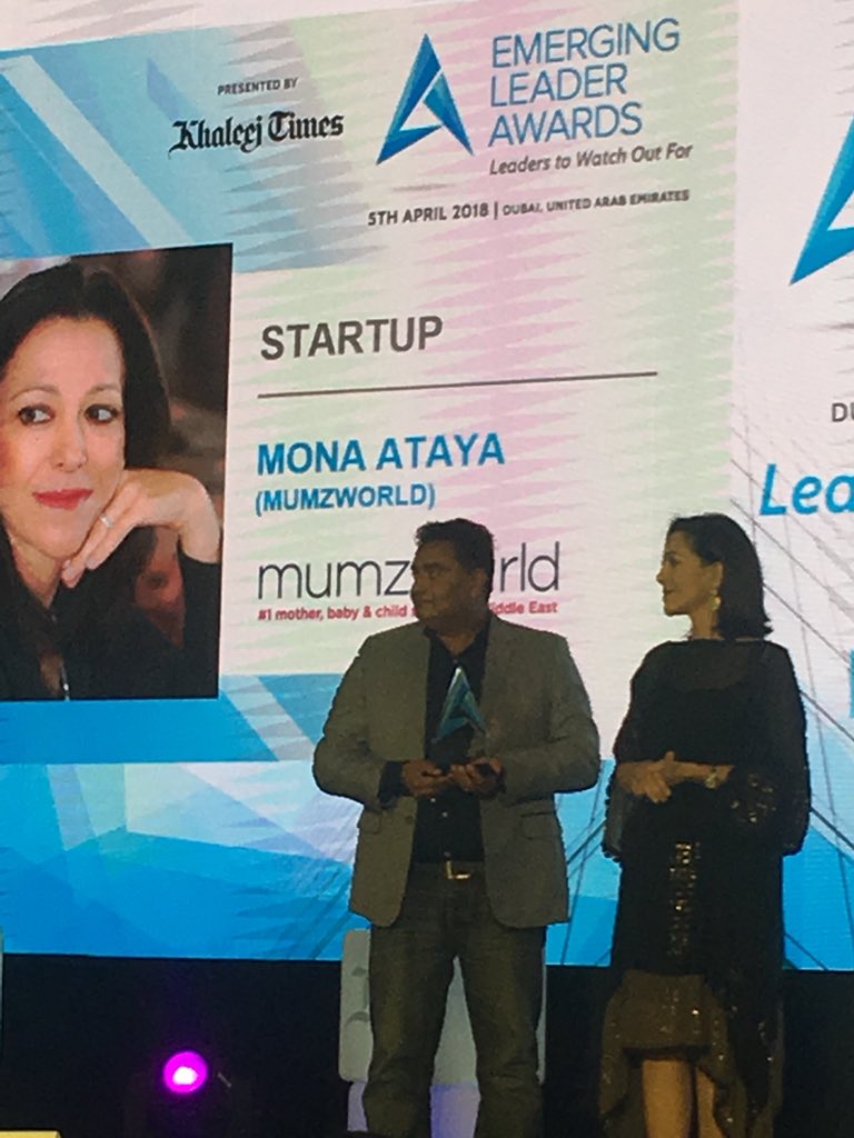 dharam_mehta's tweet photo. @mumzworld @monaataya wins the @khaleejtimes #EmergingLeaders Award for #StartUps #ProudMoment #teamworkmakesthedreamwork https://t.co/YANQiVWxa4