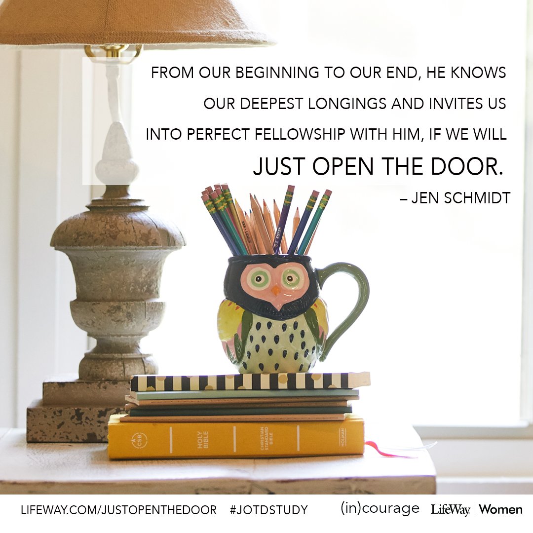 LifewayWomen's tweet photo. "He knows our deepest longings and invites us into perfect fellowship with Him, if we will just open the door." - @beautyandbedlam
#JOTDStudy https://t.co/wnXottWxRk https://t.co/F1xndiwvxW