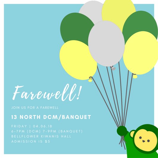 DowneyKeyClub's tweet image. Oy there ! Key Club D13N is having their last DCM banquet this Friday from 6-7 pm. Be sure to go monkeys it will be a night to remember!!
