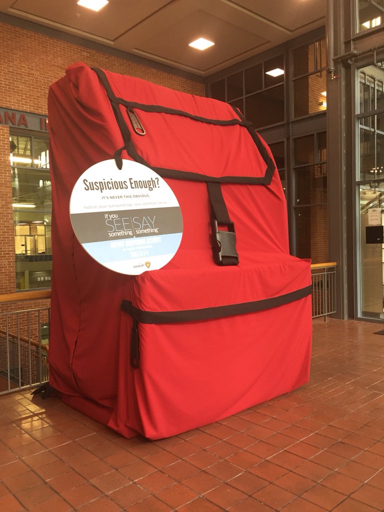 Thanks to <a href="/SanAntonioOEM/">City of San Antonio Office of Emergency Management</a>, the #BigRedBackpack  is visiting Trinity University! Does anyone recognize where it is? #SeeSomethingSaySomething Reply below with a selfie next to the BIG RED Backpack for a chance to win a bag of swag! Winner selected April 27th, 2018.