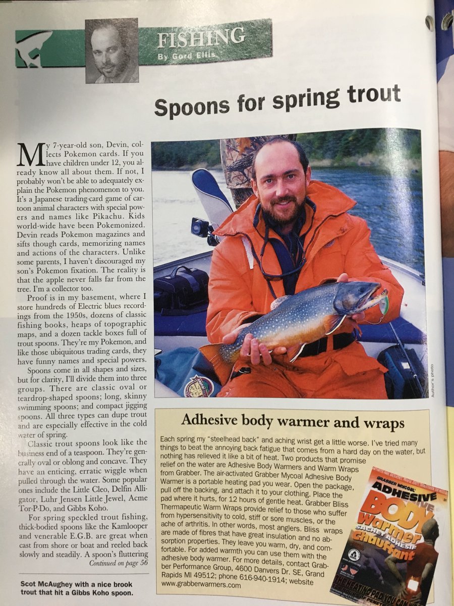 OODMag's tweet photo. #TBT to April 2000 when @GordEllis related spoons for spring trout to Pokemon cards his son collected, teaching us that each spoon has a special and unique power over fish. #OOD50 #SpringTrout #FishingSpoons #Fishing #Pokemon https://t.co/8YVa0w6IeS