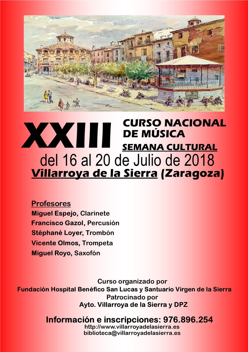 curmuvillarroya's tweet photo. Abierto el plazo de reserva de plazas para el Curso de Música de este año 2018. Desde aquí os podéis bajar toda la información.
https://t.co/3g17v7gYpI https://t.co/QJmizHRnmg