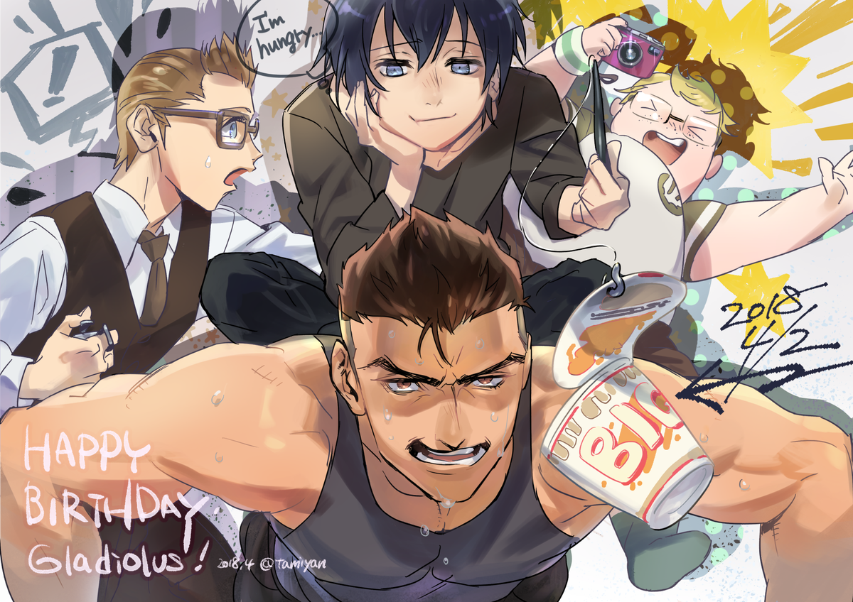 ３日前はグラディオ兄さんおめでとうでしたー！🎉🥩🍜🍰✨
筋肉で語れる兄貴はステキやで…✨
＃HBDgladio #FF15