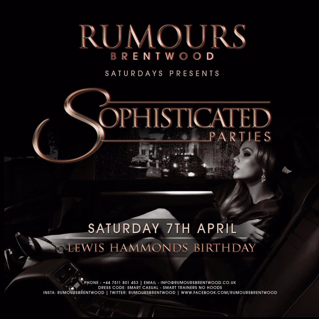 Celebrations continue on Saturday <a href="/RumoursBrentwd/">Rumours Brentwood</a> With <a href="/SophisticatedUK/">SophisticatedParties</a> and the whole team is outtttt 🔥🙏