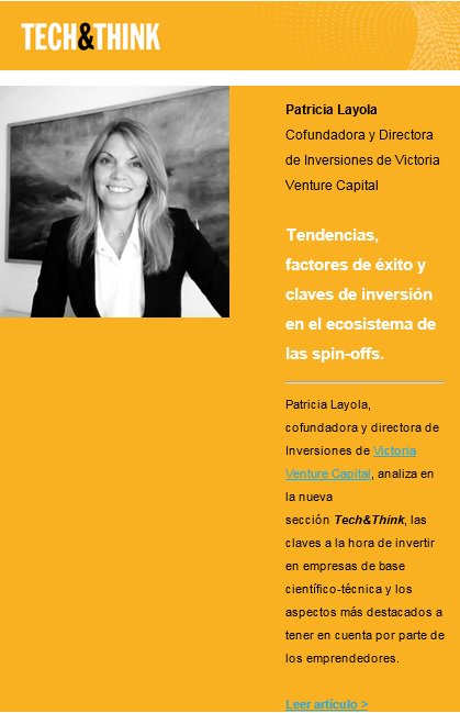 VictoriaVCscr's tweet photo. Tendencias, factores de éxito y claves de inversión en el ecosistema de las spin-offs. https://t.co/XANHwpa9PR @AbelConill https://t.co/6LAeQdGMCh