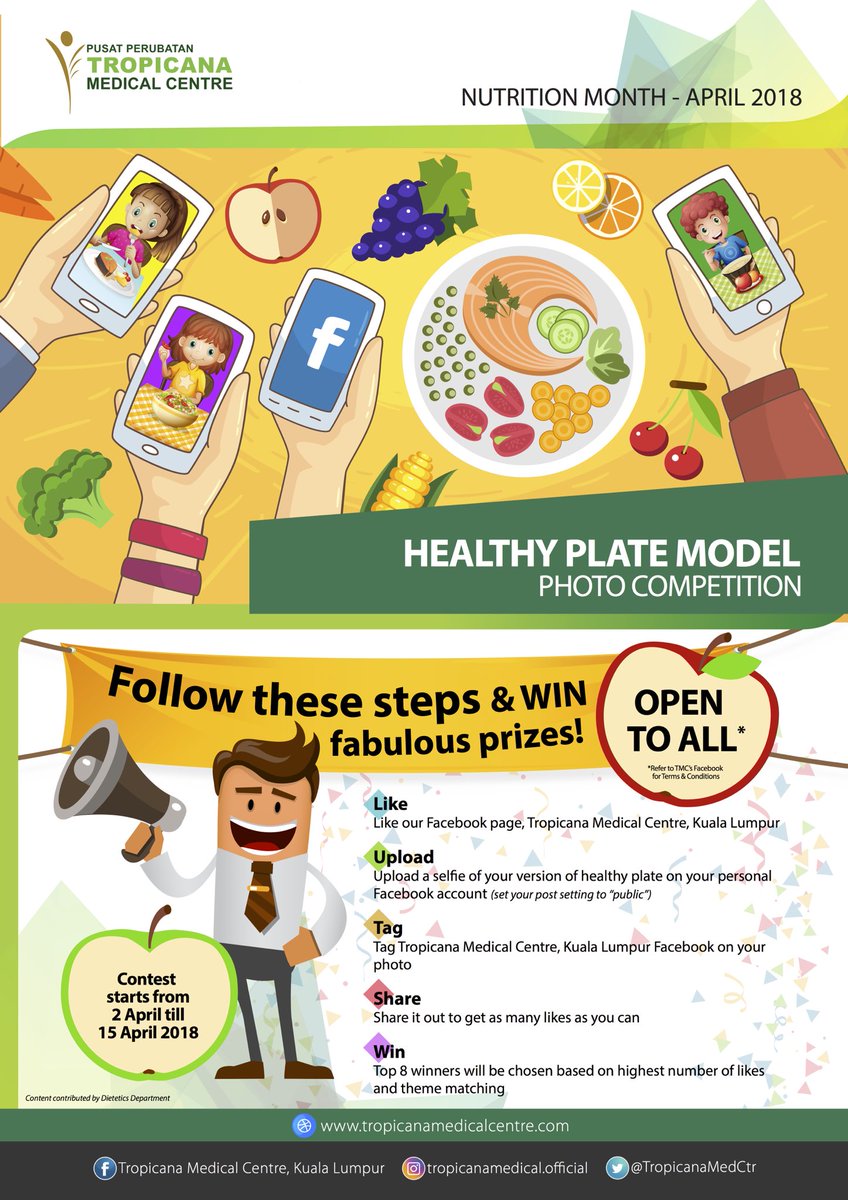 thomsonhosp_kd's tweet photo. The response to our Healthy Plate Model competition has been amazing but some of you have told us that you aren’t able to tag us in your photo. Not to worry, simply mention us in your caption & your submission will be counted. #TMClife #MyHealthyPlate #Malaysia #ContestAlert https://t.co/0uE65FuQBo