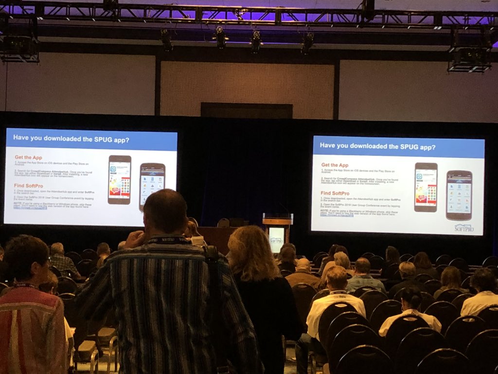 EricaMeyer12's tweet photo. #SPUG2018 is about to kickoff, the ballroom is filling quickly. Looking forward to some great education and technology solution innovations for industry professionals in attendance @SoftProSoftware @ORKnowledge https://t.co/0fSmdq21lw