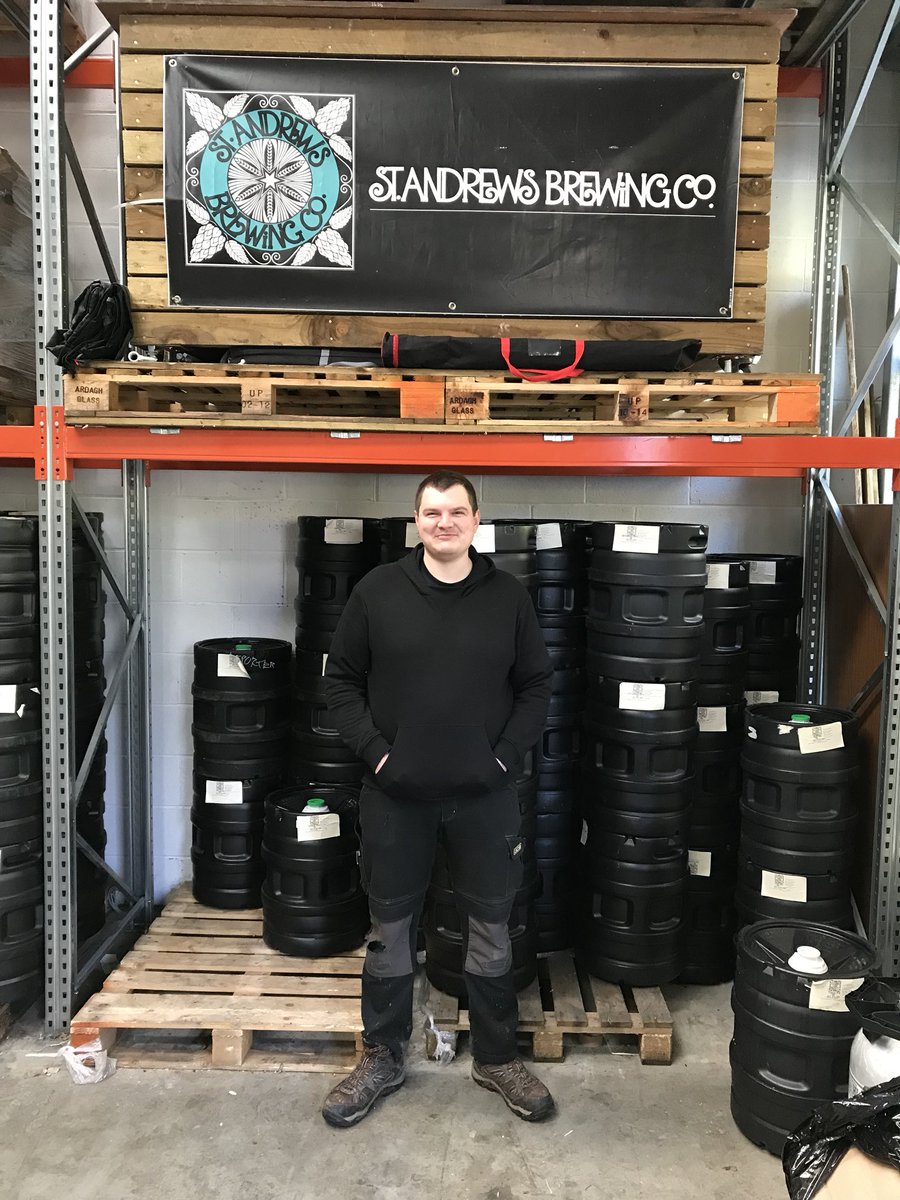StAndrewsBrewCo's tweet photo. This is our lovely new Brewery Manager Rob - he’s hotfooted it from the Rebel and the Cornish Brewing Cos with his good lady Sam and pooch. Rob has a fantstatic brewing pedigree and as well as the day job will take the lead on our Brewery refurb project. #topbeerbloke #hellorob https://t.co/6os4dR8fsW