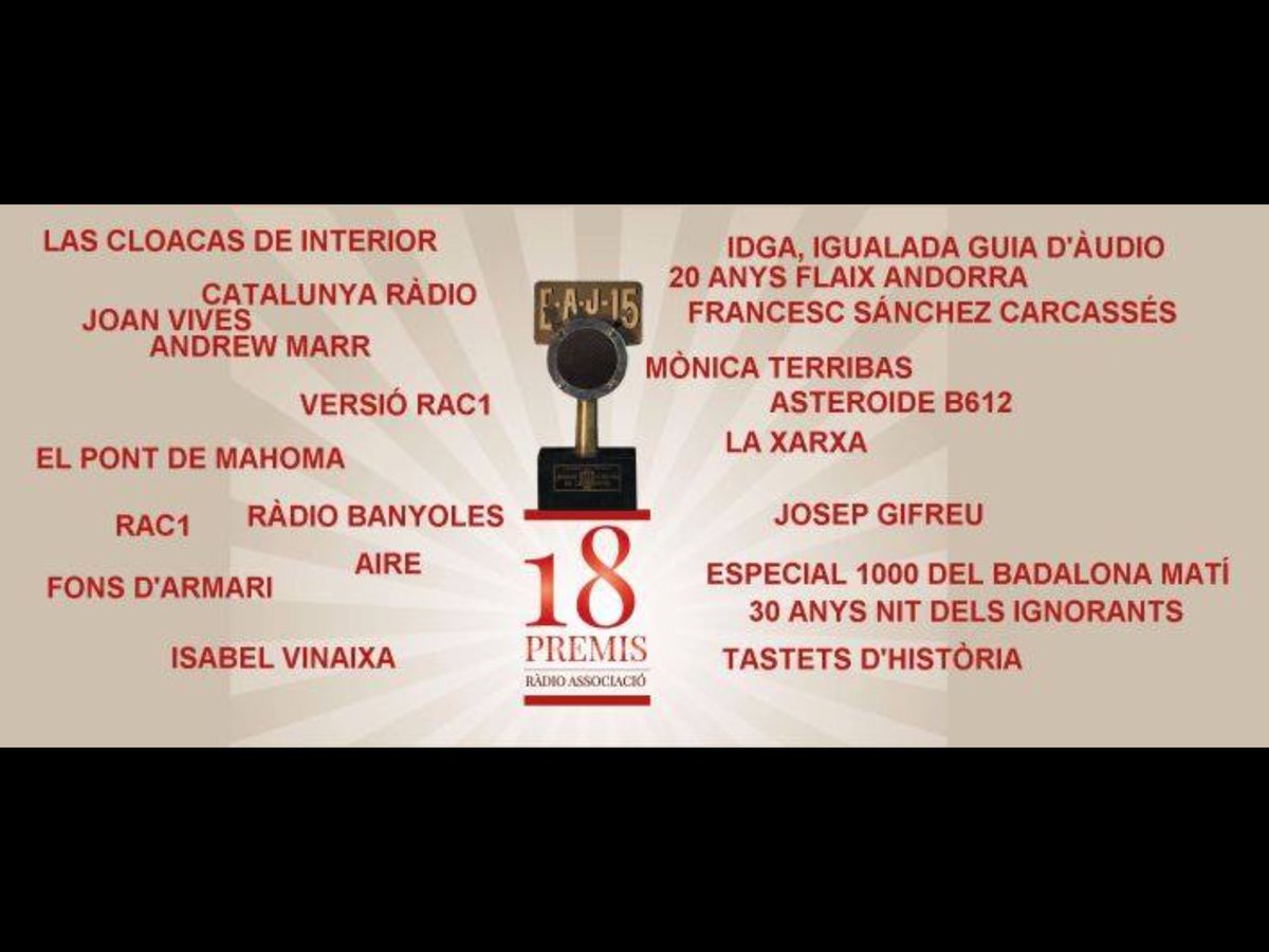 AndreuManresa's tweet photo. Dos programes d’@IB3radio premiats amb distintius de qualitat per Ràdio Associació.  
Aire i Fons d’armari, de Joan  Cabot i Xisco Nadal, dos exemples dels grans equips que ha creat Mar Cerezalez. @IB3noticies @IB3  rtv pública i qualitat https://t.co/qDAIIvxaOT