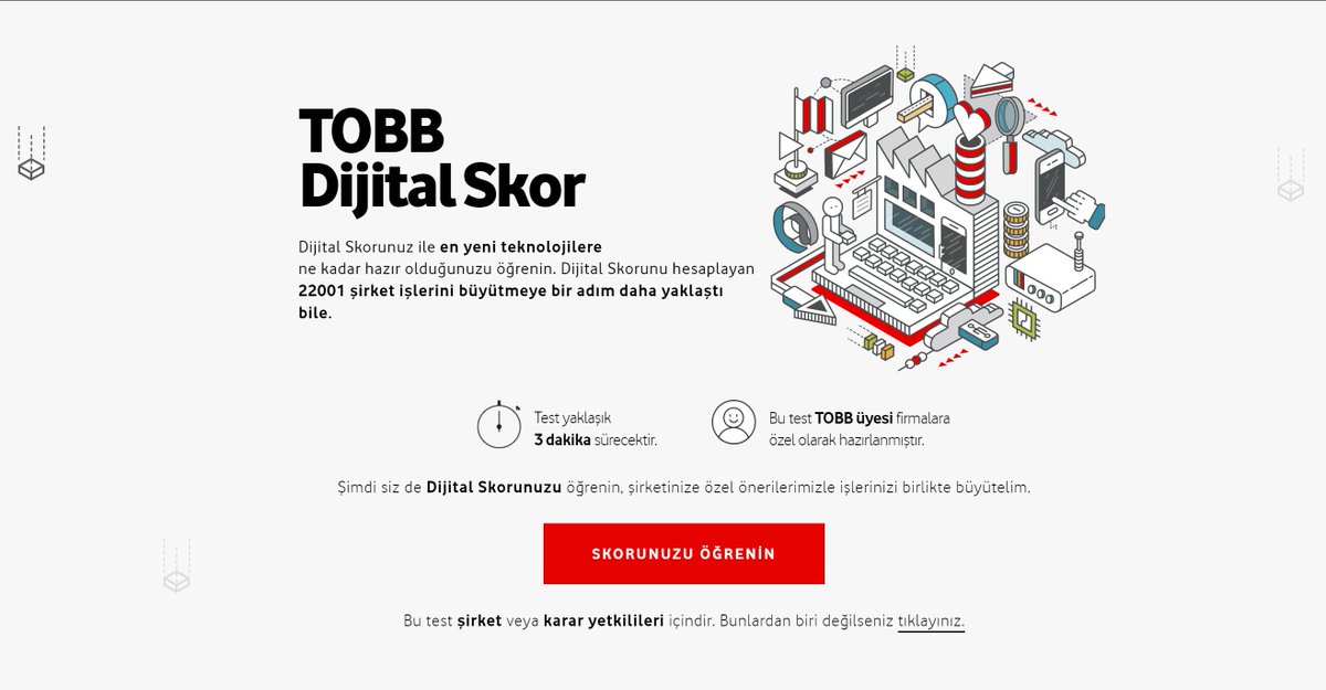 TOBBiletisim's tweet photo. Şirketinizin dijital skorunu ölçerek TOBB Dijital Dönüşüm Hareketi’ne katılabilir, skorunuza göre şirketler arası sıralamanızı görebilirsiniz. Yapmanız gereken tek şey https://t.co/CZXzKIwYmP’a girip soruları yanıtlamak. @vfisortagim https://t.co/2eFmstQvki