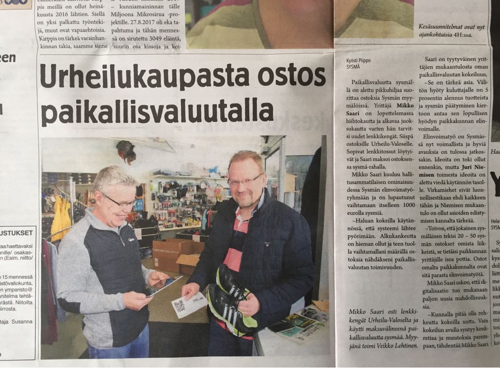 OyArantio's tweet photo. Paikallisvaluutalla voimaa elinkeinoelämään..#sysmä #arantio mikä kuntaa uskaltaa seuraavaksi? https://t.co/9541lEfP0F
