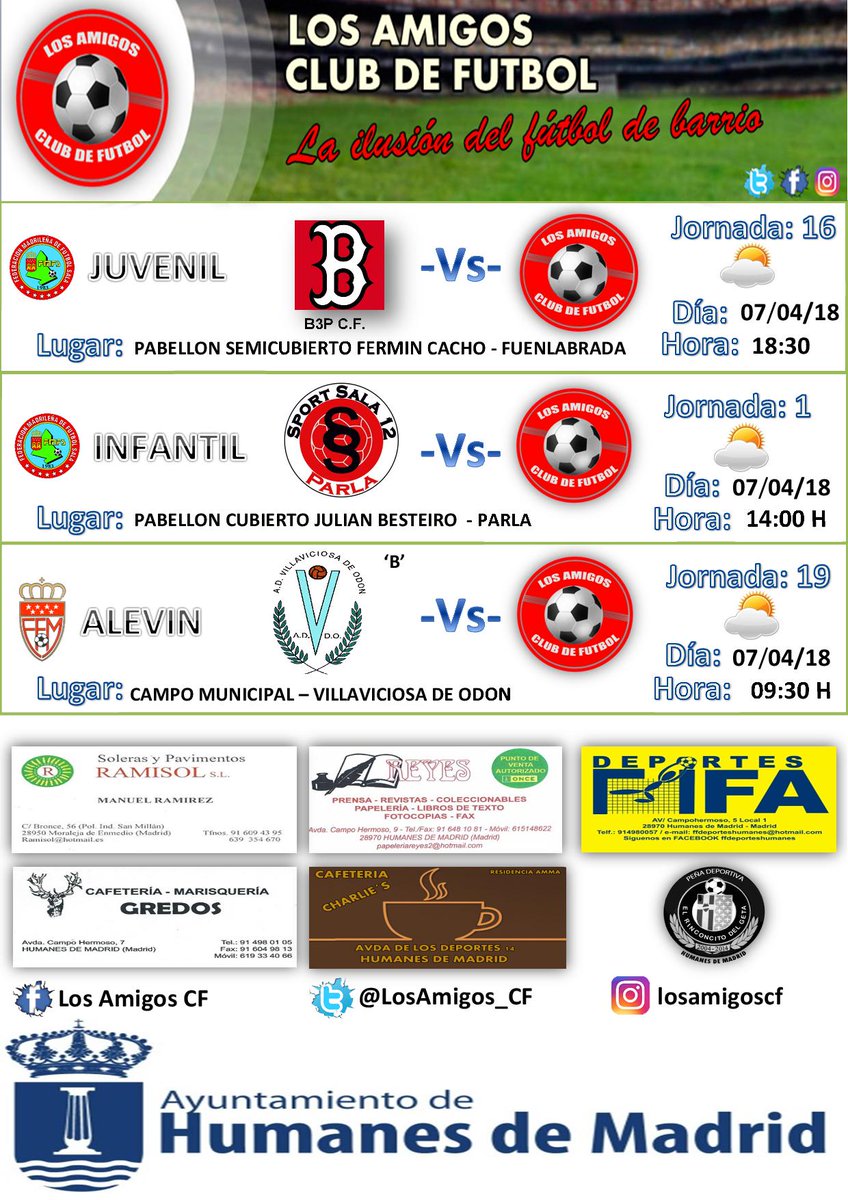 LosAmigos_CF's tweet photo. Buenos días Amigos/as, aquí dejamos los horarios de la próxima jornada #FORZAAMIGOS !! https://t.co/tgXIOavIsq