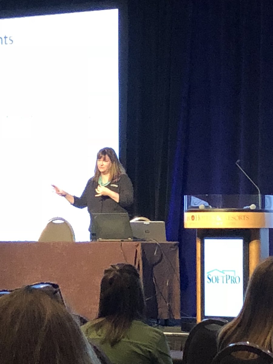 EricaMeyer12's tweet photo. Industry expert @LeslieWyatt04 takes the stage at #SPUG2018 to provide some regulatory updates @SoftProSoftware @TheTitleReport @TheLegalDesc https://t.co/7BqcjyH3ag