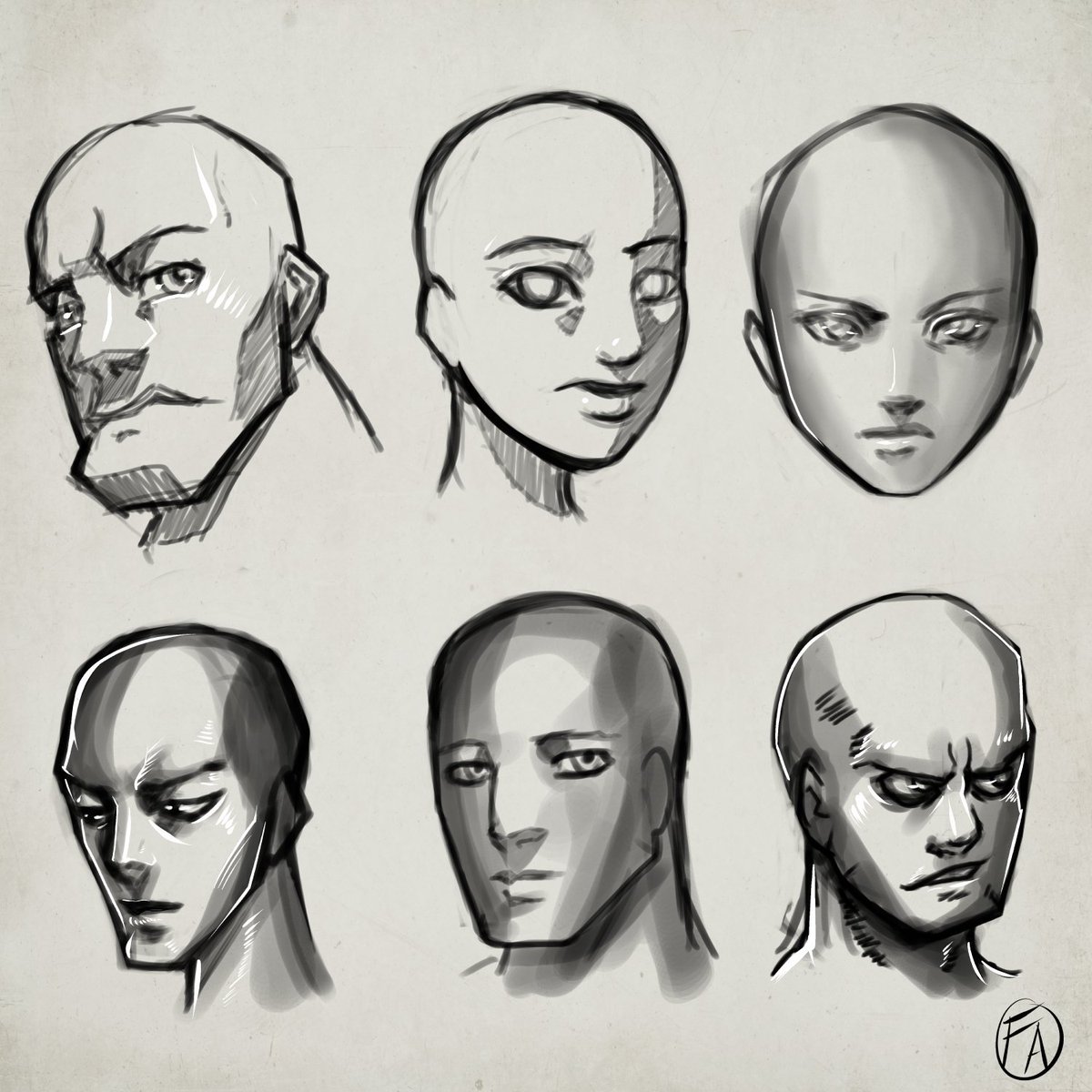 Frarandez's tweet photo. Practice heads #Art https://t.co/pjTEgwtLbX