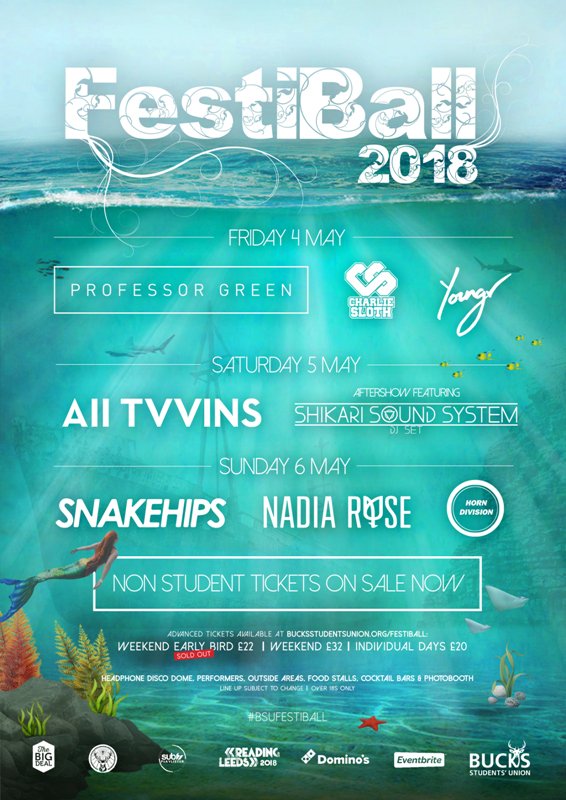 buckssu's tweet image. We've announced the Saturday of Festiball, which means that this is your line up so far! Remember that non Bucks students are welcome, they can buy weekend or day tickets here: ow.ly/j5BW30jkxqT #BSUFESTIBALL