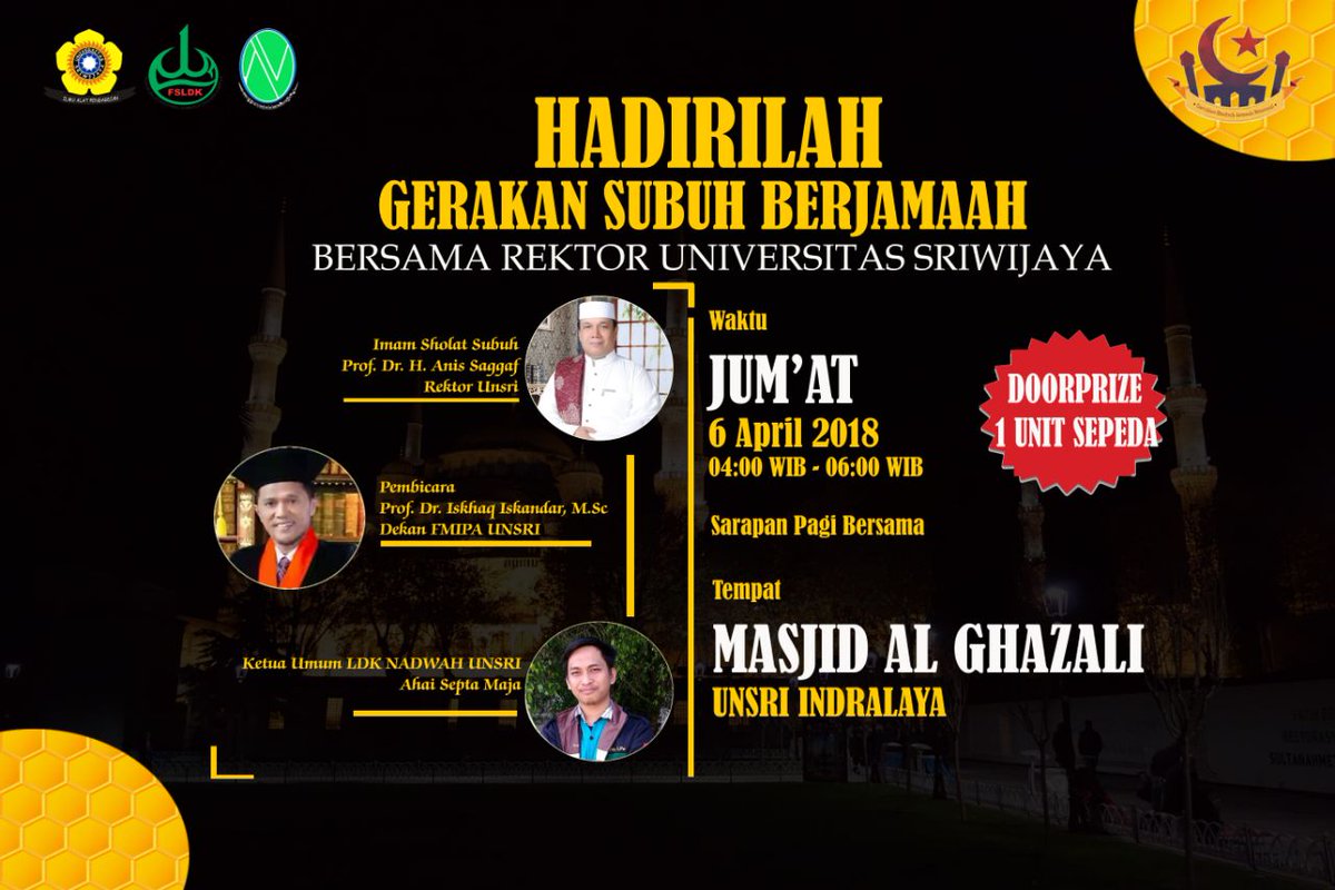 GSJN 
Membangun peradaban dimulai dari bangun subuh dan sholat di shaff terdepan

InsyaAllah, Ada Doorprize 2 sepeda setelah  menunaikan kewajiban subuh  
dan tausyiah🙏

#AntisubuhKesiangan
#GPS
#LebihDariSahabat
#InspiringLife
#MMCWeShareWeCare
====================