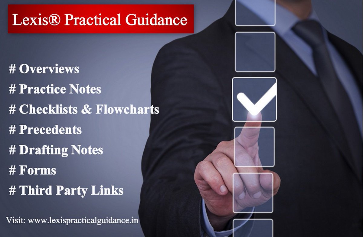 LexisNexisIndia's tweet photo. Lexis® Practical Guidance gives you access to a broad collection of Overviews, Practice Notes, Checklists &amp; Flowcharts,  Precedents, Drafting Notes, Forms and Third Party Links!

Find out more @ https://t.co/Y8CVsXWmKY

#LexisNexisIndia #LexisNexis #LexisPracticalGuidance https://t.co/KnI9QYFKpw