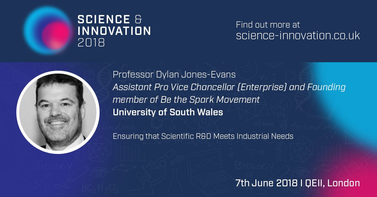 Join Professor Dylan Jones from <a href="/UniSouthWales/">University of South Wales</a> at Science &amp; Innovation 2018 to discuss how to industrialise research projects

Register here: bit.ly/2q6KS7S 

#innovation #science #research