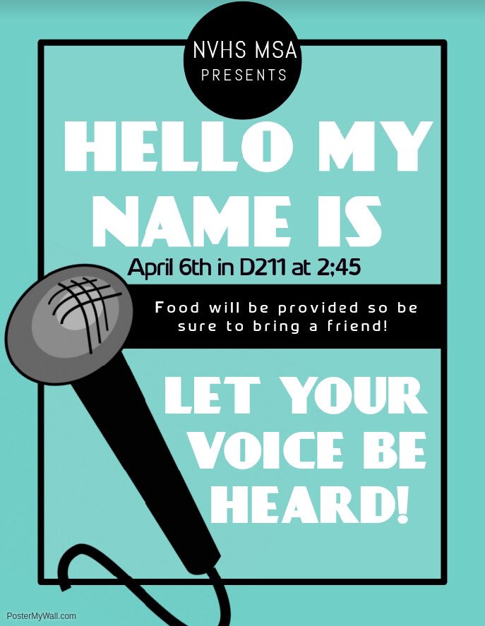 nvhs_MSA's tweet photo. Make sure to come to the meeting this Friday with your friends! Food will be provided! https://t.co/SH5Ii1VGyn