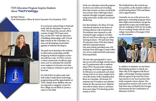 TSYS_TSS's tweet photo. TSYS CIO and Sr. EVP Patty Watson explains our TSYS Education Council's efforts to partner with schools and educate students on career opportunities in #technology and #programming.
Read the full article: https://t.co/F1HWS0qmMj #STEM #TSYSlife #heartofTSYS https://t.co/fQBjc7Py25