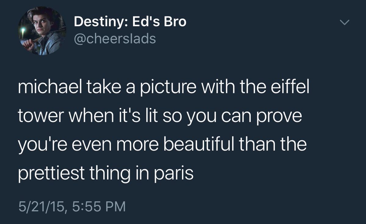 michael finally took a picture with the Eiffel Tower when it’s lit and it is confirmed that he’s even more beautiful than the prettiest thing in paris ❤️✨