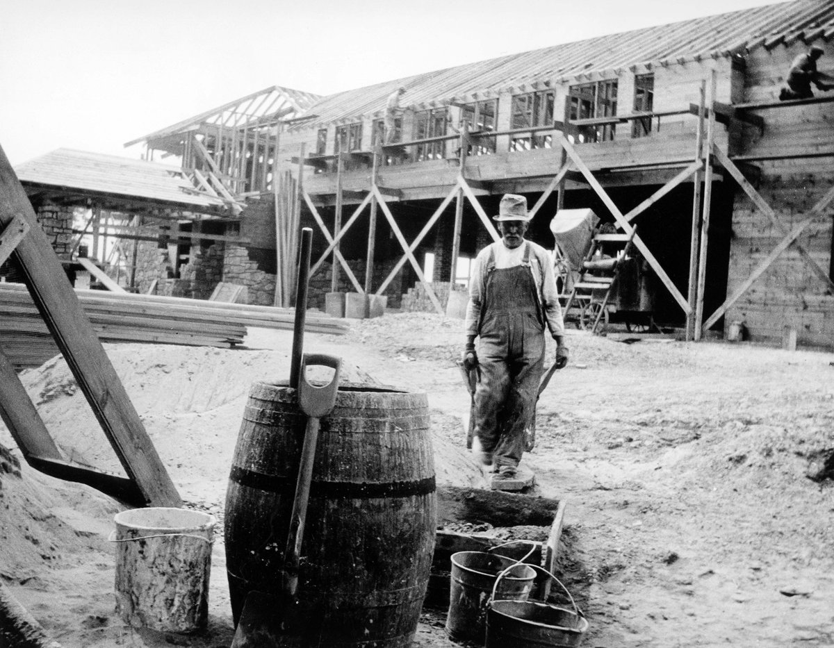 #ThrowbackThursday: The construction of Graycliff in approximately 1927. The walls are in the process of being completed before the stucco and stone went up, and before the red cedar-shingle roofing! Picture: UB Archives. #TBT #BuffaloHistory