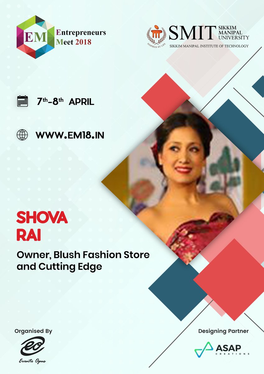 emsmit2018's tweet photo. Shova Rai
Owner Blush Fashion Store and Cutting Edge.

Visit our website https://t.co/LSVcIHSpoP to know more.

#EntrepreneursMeet #EM18 #SMIT https://t.co/xkYl5tNnaj