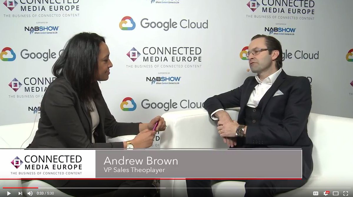 CMEurope2018's tweet photo. We were joined in the Connected Media Europe booth by Andrew Brown VP of Sales at Theoplayer, and you don't want to miss his chat.. Check it out here!   #CME2018 https://t.co/3WbBdGHAY8 https://t.co/DDAfcJsl7h