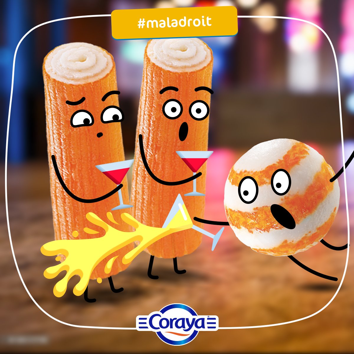 Coraya_fr's tweet photo. On a tous un pote... qui ne finit jamais sa soirée sans renverser un verre 😂 #Soirée #Surimi #Coraya https://t.co/rsgaWz4aQN