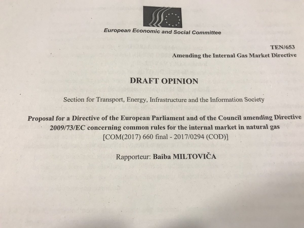 #EnergyDialogue  at #EESCTENmeeting: rapp @bmiltovica presents the draft opinion on #gasmarket amendment #gassecurity