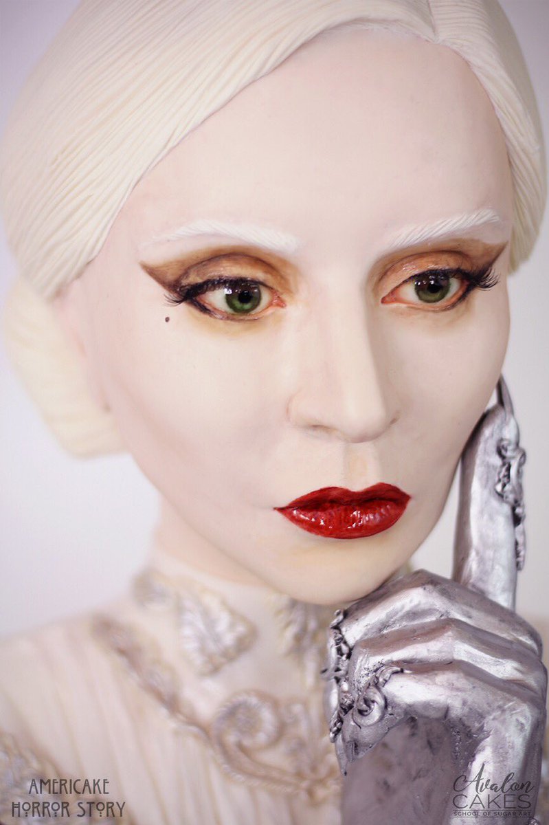 AvalonCakes's tweet photo. @ladygaga Chocolate Sculpture Cake! As the Countess from American Horror Story ... fingers crossed she get to see it! So much fun sculpting her beautiful, unique face. One of many pieces in the Americake Horror Collab! #LadyGaga #ladygagacake #americakehorrorstorycollab @AHSFX https://t.co/VYq4KdXM2V