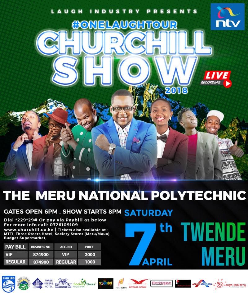 MwalimChurchill's tweet photo. Unakuja na nani? This will be a night to remeber - just like our last show in Meru back in 2015, mwaikumbuka?
#GreenGoldEdition #OneLaughTour https://t.co/L7UVUcHOdN