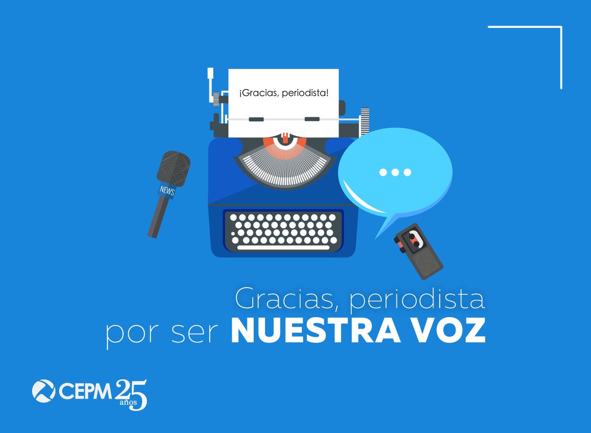 CEBdom's tweet photo. Gracias, periodista, porque con tu trabajo das voz a todos los miembros de nuestra sociedad e iluminas el camino de nuestra democracia. Feliz día del periodista. #Felicidades #Periodista #Periodismo #RepúblicaDominicana #CEB https://t.co/Sk74yr6n4q