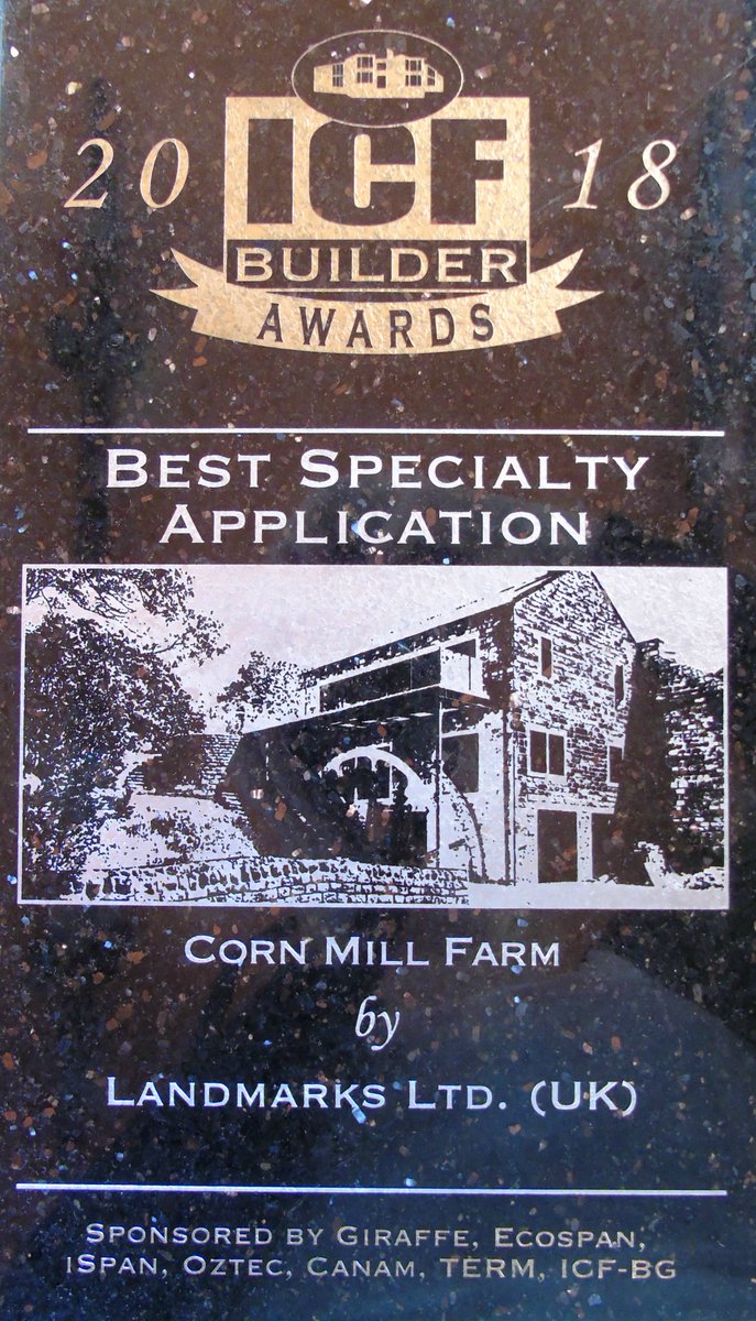 LandmarksUk's tweet photo. Did we mention we very recently won a prestigious international ICF Builders award with our fantastic Corn Mill project in Leeds?? This is taking pride of place on our wall! Check it out on our website to find out more. https://t.co/BlVBsbP2dK