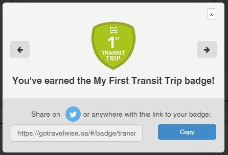 NIsotupa's tweet photo. Earned my first transit badge thanks to @GRT_ROW getting me to work this am with route 8. tracking my commuting this week with @TravelWiseWR for the #carboncleansewr @AETGroup https://t.co/zovtsKTPZb