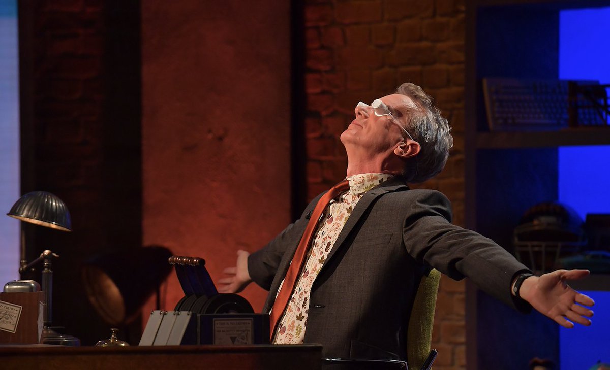 Room101_Hat's tweet photo. When it's finally sunny outside but you forgot your sunglasses... Luckily @FrankOnTheRadio had some little cartons of UHT milk lying around😎! Sorry @ScarlettMoffatt😬 #Room101 https://t.co/jybfvAwAEJ