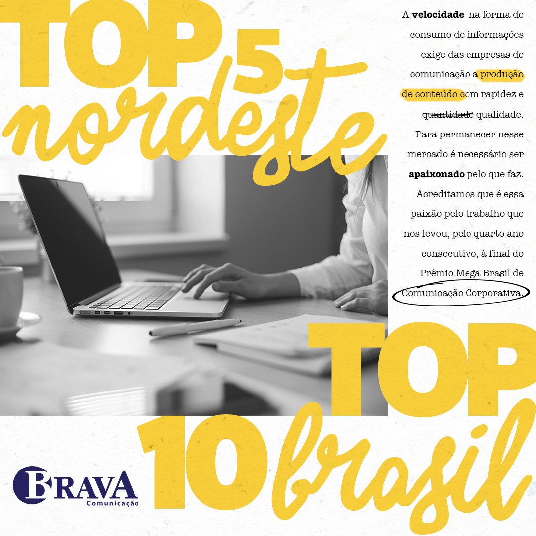 sigaabrava's tweet photo. Quando se é apaixonado pelo que se faz, os resultados são certos! Pelo 4º ano consecutivo, a Brava Comunicação está na final do Prêmio Mega Brasil de Comunicação Corporativa. #ApaixonadosporConteúdo #MegaBrasil #Prêmio https://t.co/pX8cIGkauA