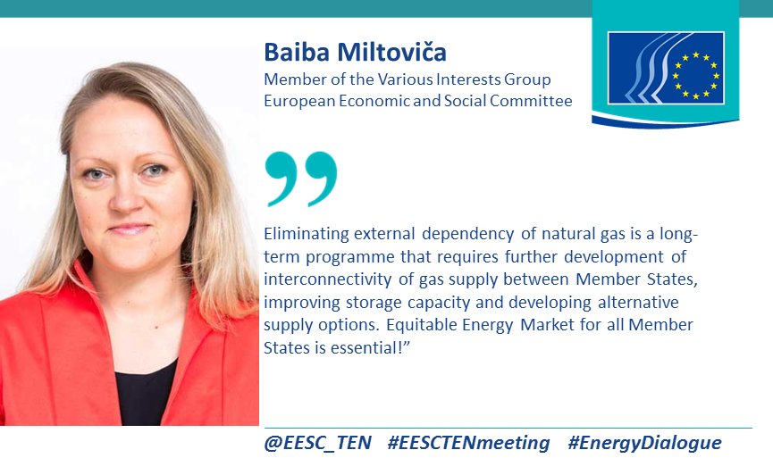 .@bmiltovica, rapporteur of the opinion on the #gasmarket amendment, stresses the importance of equality in access of different regions to reliable gas supply and #solidarity among Member States #EnergyDialogue #EESCTENmeeting #EnergyUnion #GasSecurity