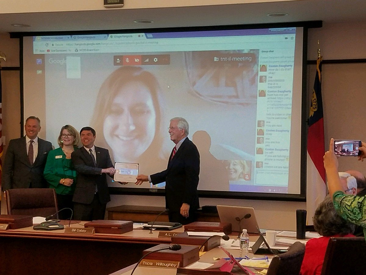 Celebrating <a href="/ncvps/">NCVPS</a> OnlineTeacher of the Year <a href="/Mrs_D719/">Coston Daugherty</a> Coston Daugherty today with the NC State Board of Education.