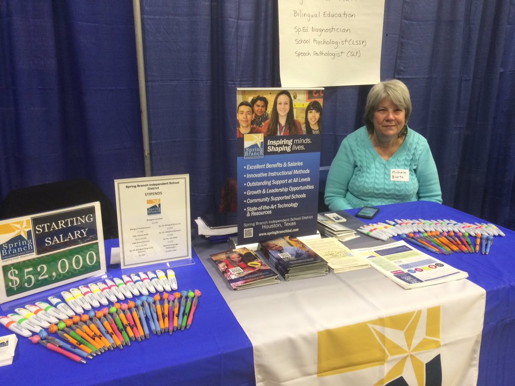 sbisdhr's tweet photo. Living in Colorado and looking to teach in the best school district in Houston? Stop by the @HRSBISD booth to talk to us about awesome job opportunities in Spring Branch ISD. @SBISDsped #uncobears https://t.co/wYvVJiEzje
