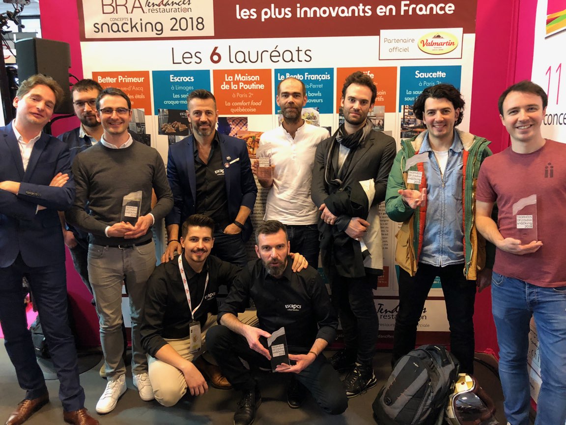 Bravo et merci à tous les lauréats des Trophées B.R.A. Concepts Snacking 2018 !
<a href="/BetterPrimeur/">Better Primeur</a>, Escrocs, <a href="/MaisonPoutine/">La Maison de la Poutine</a>, <a href="/LeBentoFrancais/">Le Bento Français</a>, Liife et Saucette !
@sandwichshows #snacking