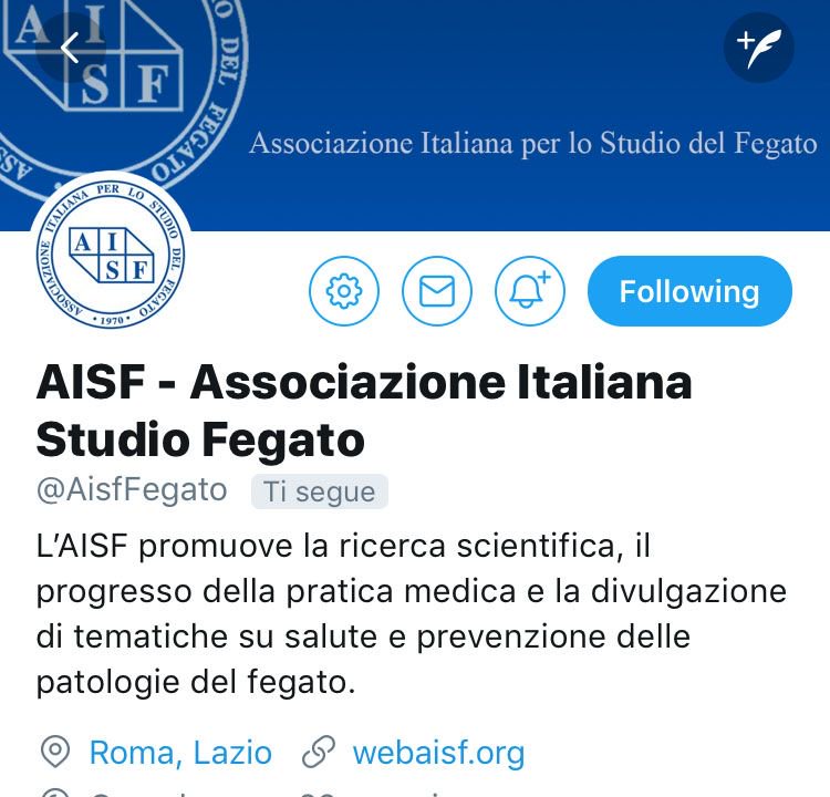 AisfFegato's tweet photo. Da oggi AISF “diventa più social”: arriva l'account Twitter ed a breve LinkedIn, saranno utilizzati come metodo divulgativo delle attività scientifiche ed istituzionali di AISF. Invitiamo tutti i soci ed i simpatizzanti a seguirci su @AisfFegato #Hepatitis #HepC #Epatite  #liver https://t.co/RPFGnKoc4K
