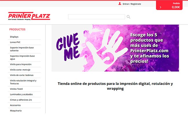 Nou ecommerce -- printerplatz.com  -- Empresa especialitzada en la venta de productes per a la impressió digital, retolació i wrapping #ecommerce #developer #website #design