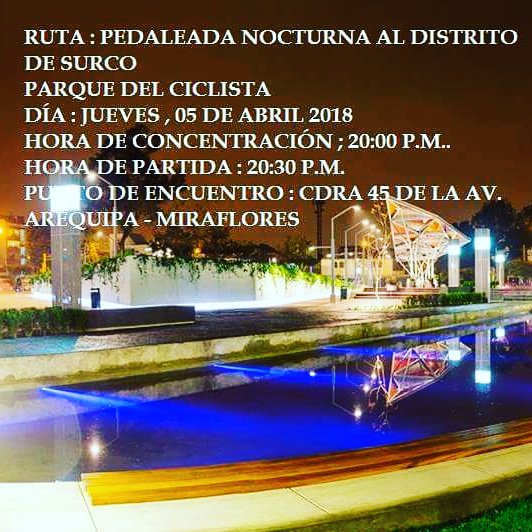 peru_bike's tweet photo. Hoy nos vamos pedaleando al parque del ciclista https://t.co/dFO7DRwgbW