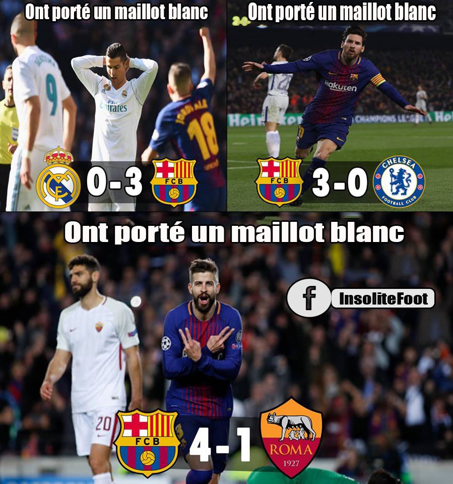 InsoliteFoot's tweet photo. Le Barça n'aime pas le maillot blanc ! https://t.co/aMNCOQwpiZ